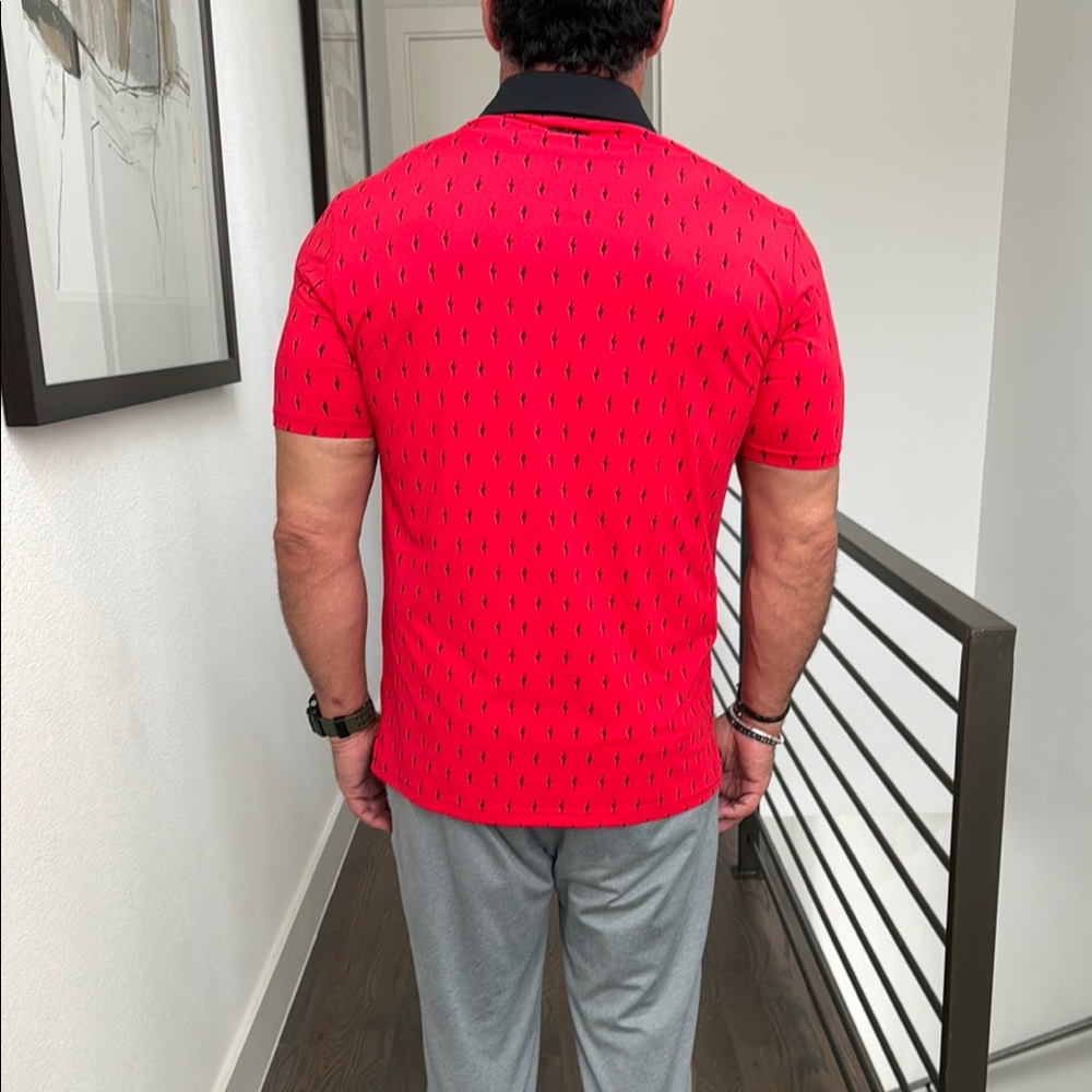 PXG Red Polo Shirt with Black Collar and Textured Fabric - Picture 2 of 4